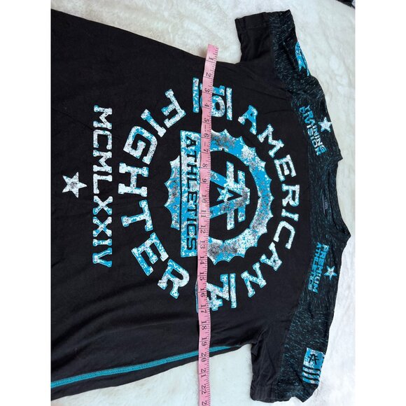 American Fighter Athletics Mens size Large T-Shirt Black/Blue Graphic Tee - Picture 5 of 5